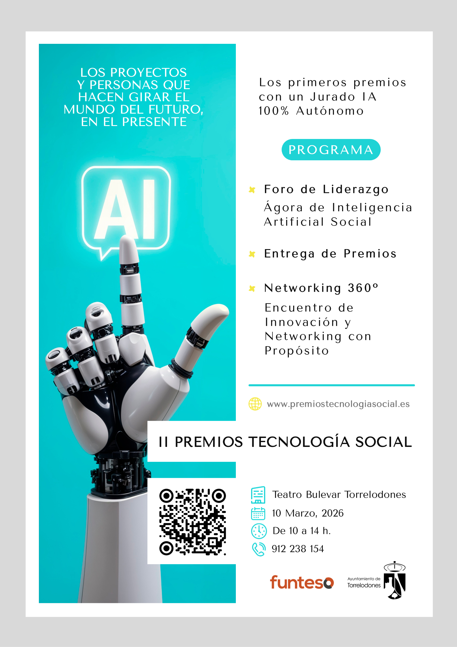 Imagen de cartel oficial de los II Premios de Tecnología Social que se celebran el 10 de marzo en Torrelodones